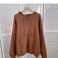 New Korean casual simple solid color loose hooded top  6036