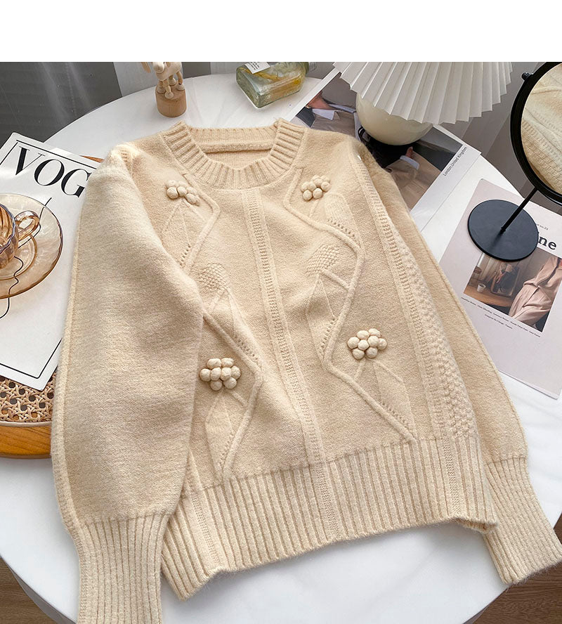 Personalisierter Pullover mit dreidimensionalem Blümchendesign 6002