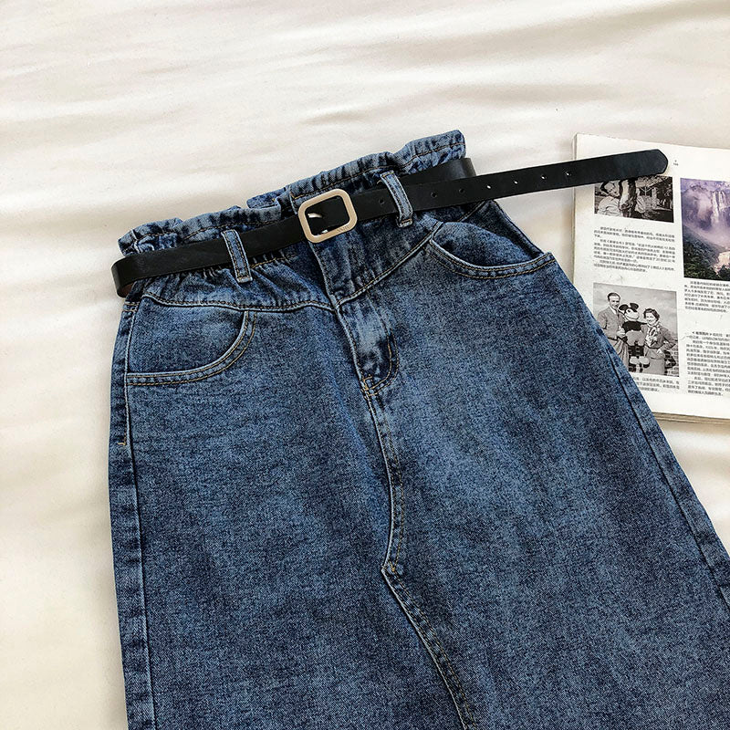 Denim skirt design, split Hip Wrap Skirt, fashion belt  5675