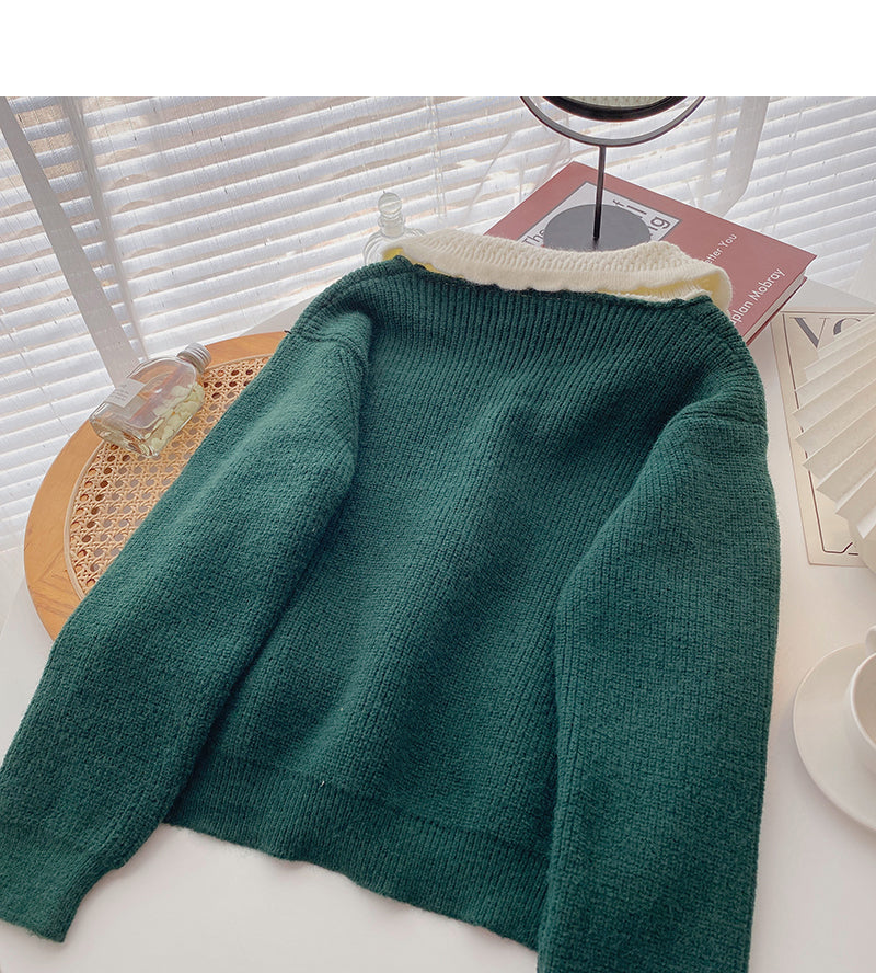 Korean style Hong Kong style casual Lapel color matching top  5917