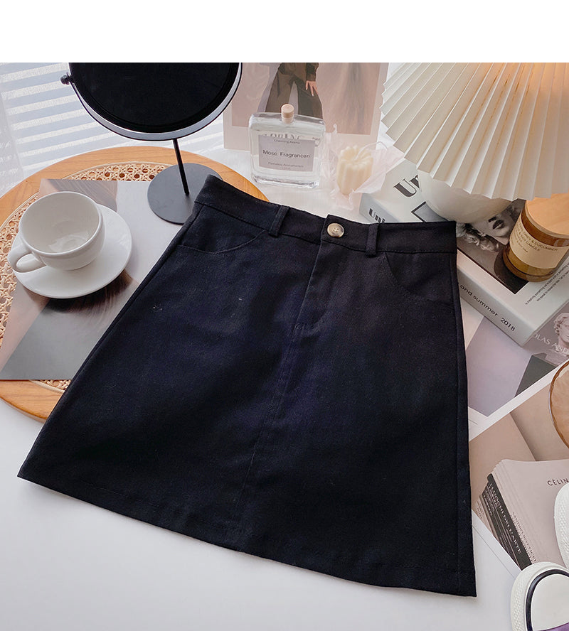 New Korean version simple leisure solid color short skirt trend  5659