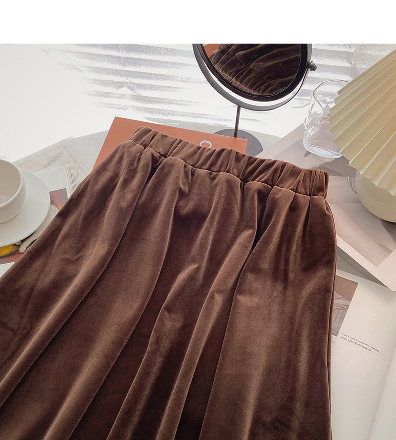 Korean version of Hong Kong style, versatile A-line skirt  5742