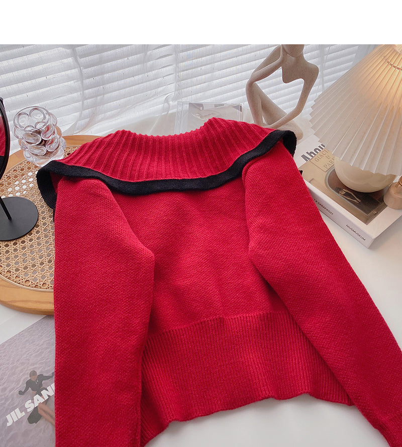 Vintage-Strickjacke mit Schleifenrevers 6193