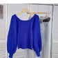 Vintage Lantern Sleeve square neck sweater looks thin and fashionable  6162