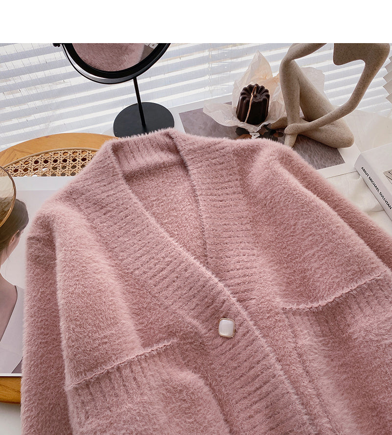 Design imitation mink coat cardigan  6149