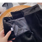 Irregular personality button high waist black A-line skirt  5562