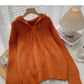 Design feel loose drawstring hooded long sleeve top  5980