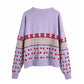 New women's sweet purple jacquard knitted coat  7231