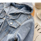 Denim Hooded Jacket Women's loose long sleeved top  6214
