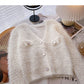 Nerzimitat-Pullover, einfarbig, Strickjacke, Mode 6059