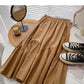 Versatile fashion solid high waist A-shaped medium length skirt  5814