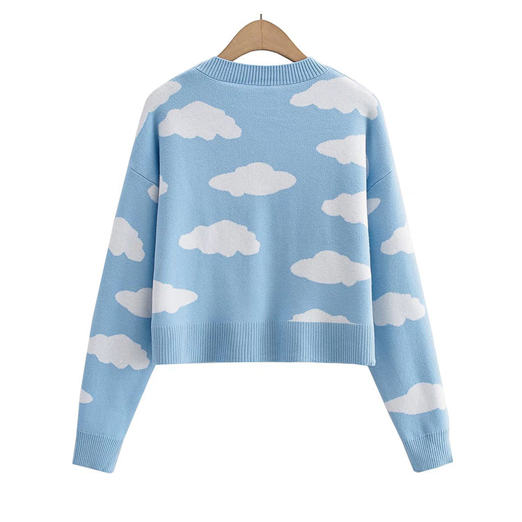 Minority design sense cloud knitted cardigan single breasted sweater coat  7425