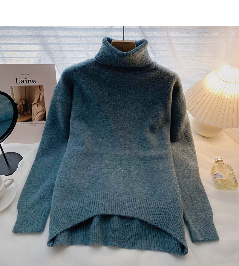 Fauler, einfarbiger Retro-Minoritäts-Langarm-Pullover, lockeres Oberteil 6642
