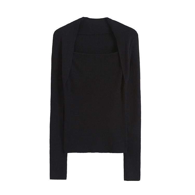 Sweet cool Spice Girl retro square collar chic sweater  7203