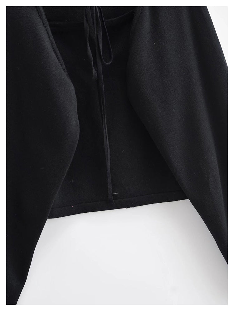 New built-in suspender blouse lazy cardigan top  7459