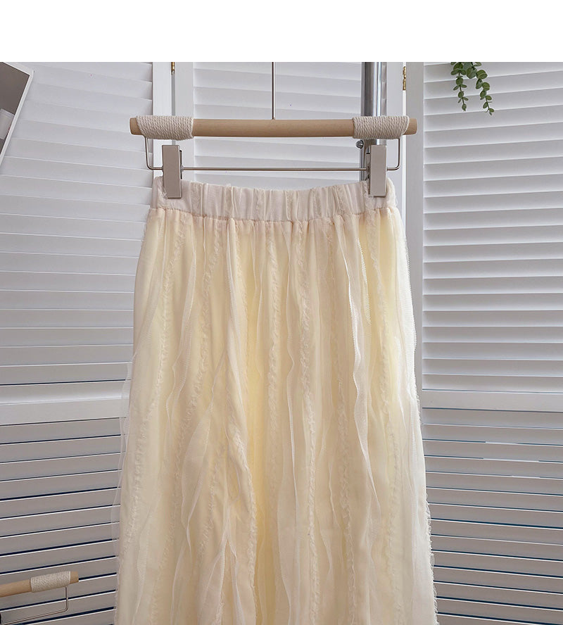 New Korean version super fairy foreign style solid color long skirt  5796