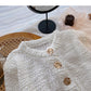 Korean version single breasted retro fashion slim short long sleeve top  5984