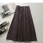 Solid Hong Kong style leisure high waist A-shaped medium and long skirt  5693