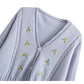 Embroidered V-neck button long sleeve short knit cardigan coat  7402