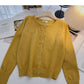 Cardigan knitted coat solid color long sleeve single breasted top  6580