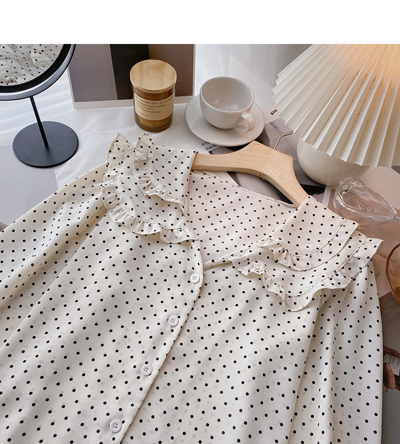 Baby collar lace design aging shirt  6407