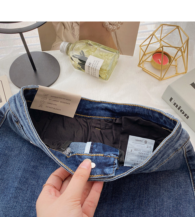 Retro casual denim high waist slim skirt fashion  5604