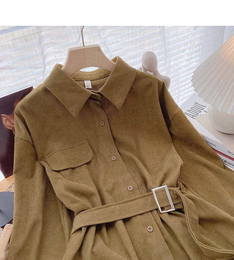 Haut à manches longues avec lacets et ceinture de style coréen 6340