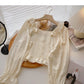 Design sense niche shirt slim French flare sleeve top  6420