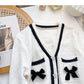 Vintage studded V-neck bow top  6110