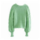 Nouveau cardigan tricoté à boutons artificiels creux sphériques 7253