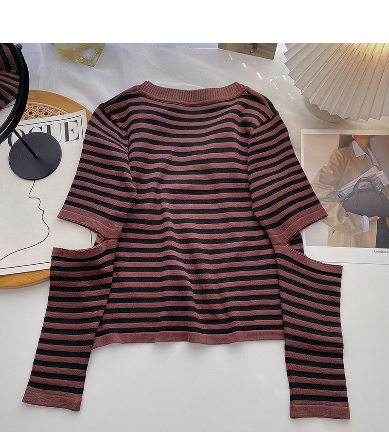 Design sense hollowed out long sleeve sweater  6477