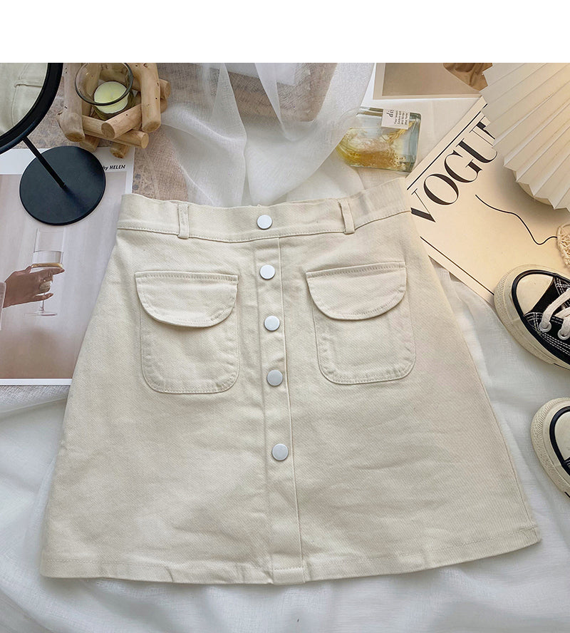 New Korean single breasted high waist skirt  5650