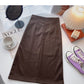 Retro split mid length slim A-line skirt  5703