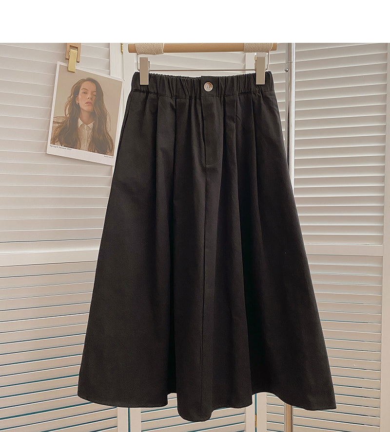 Hong Kong style high waist medium length A-shaped umbrella skirt  5830
