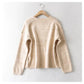 V-neck twisted flower casual loose solid color short knitted sweater 7407