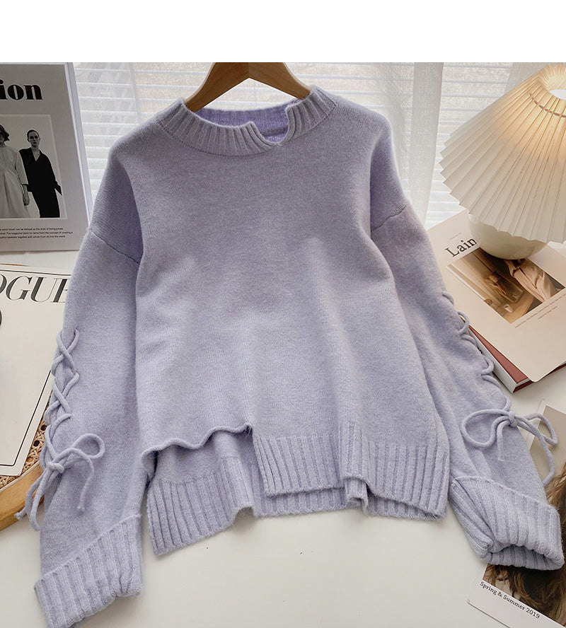 Neues koreanisches Design Kordelzug Slim Pullover Top 5974