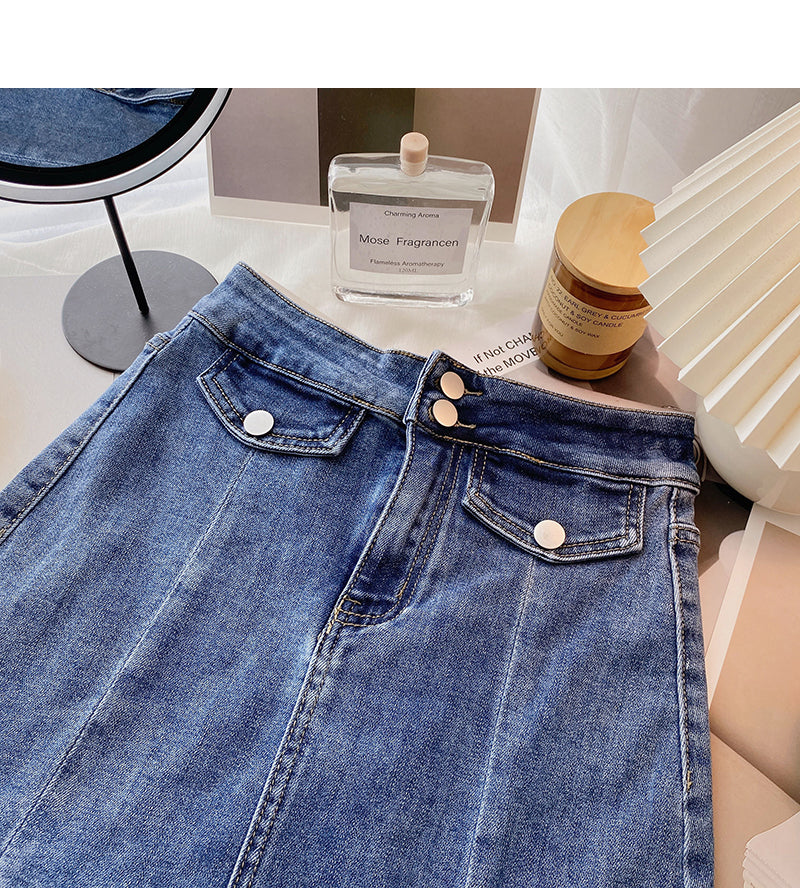 Retro-Rock im Hongkong-Stil, einfach, schmal, hohe Taille, Mode 5669