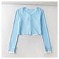 V-neck stretch slim short knit cardigan  7387