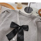 Französischer Pullover mit Laternenärmeln und Schleife 6474