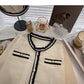 Xiaoxiangfeng color matching round neck sweater cardigan female  6011