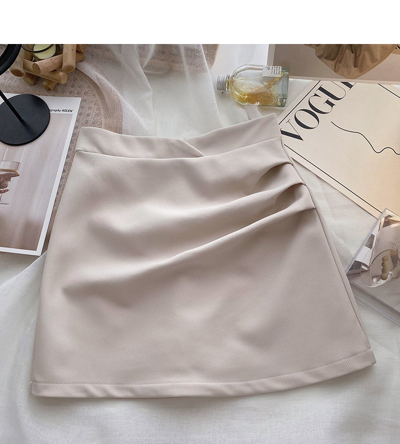 Korean version of foreign style gentle and thin pleated high waist A-shaped skirt  5663