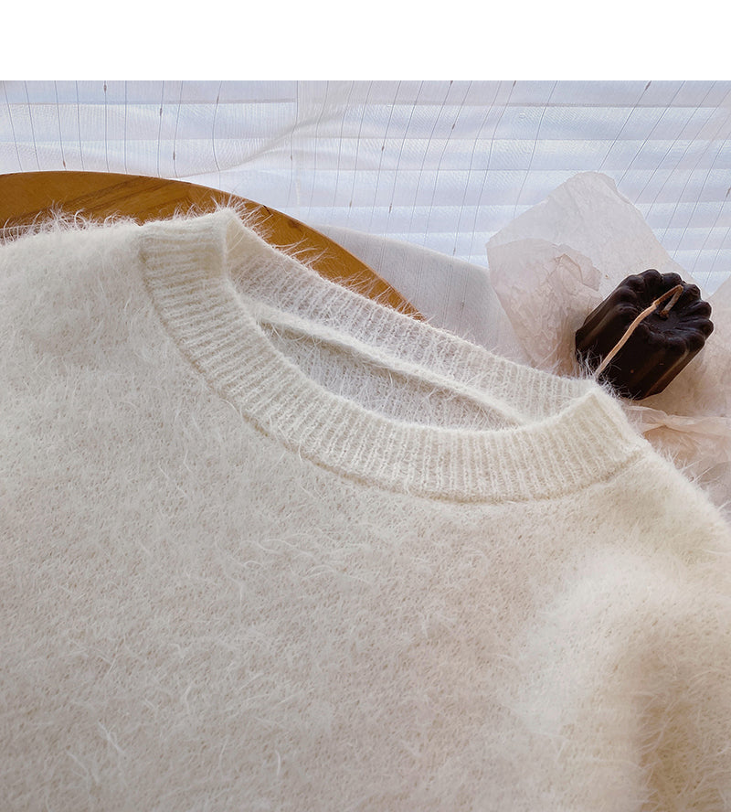 Solid imitation mink sweater thin top  6086