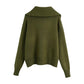 New double pocket loose stand collar sweater  7436