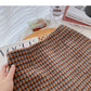 The new Korean retro style shows a thin Plaid hip wrap skirt  5531