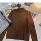 Solid color simple and versatile stand collar Pullover long sleeve Knitted Top  6655