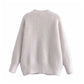 Loose medium length knitted cardigan coat  7288