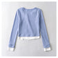 Spice Girl contrast stitched fake two-piece sweater  7176