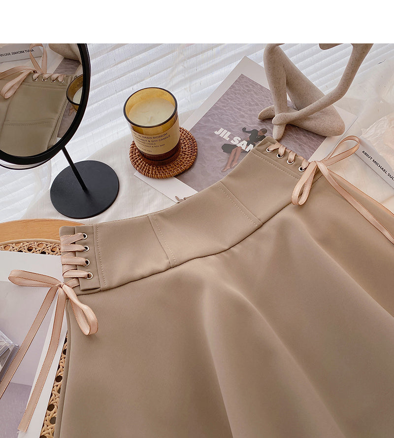 Korean side strap design, slim high waist skirt  5636