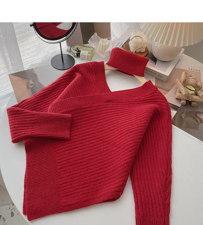 Slim design V-neck hanging neck temperament top fashion  6180