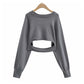 Irregular knitwear hollowed out design temperament versatile overlay blouse  7300